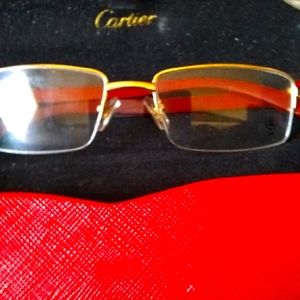 Cartier C decor Bubinga Wood Glasses Half Rim